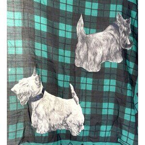 Jeffrey Banks Scottie Dog Scottish Terrier Argyle Tartan Light Scarf Black Green